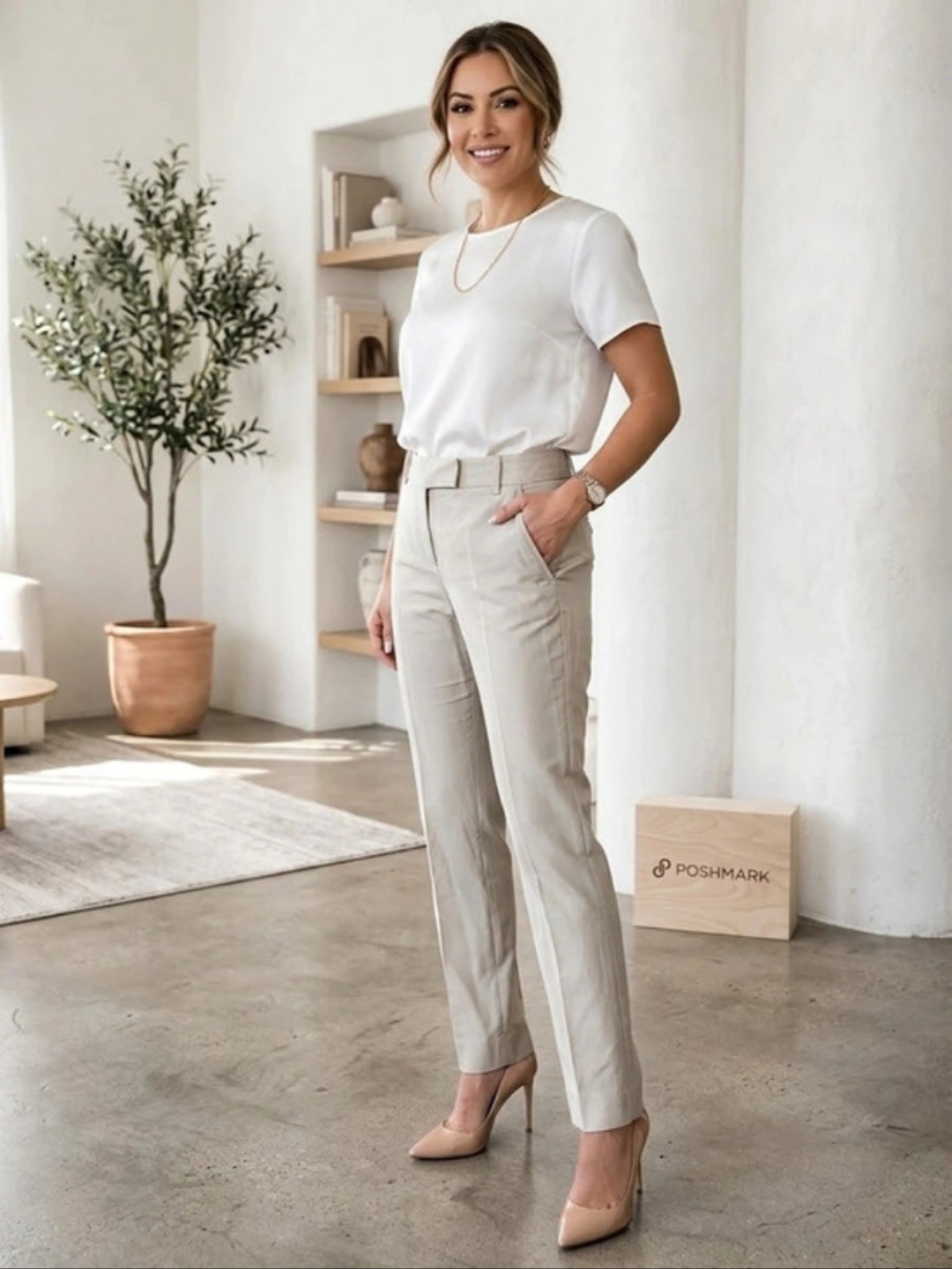 Hugo Boss Woman  Straight Leg Pants in Beige Size 6
